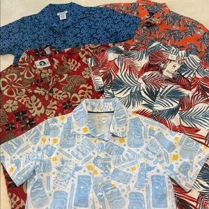 Boys Hawaiian Tropical Print Short Sleeve Button Up Shirt Bundle (5) Size 7/8